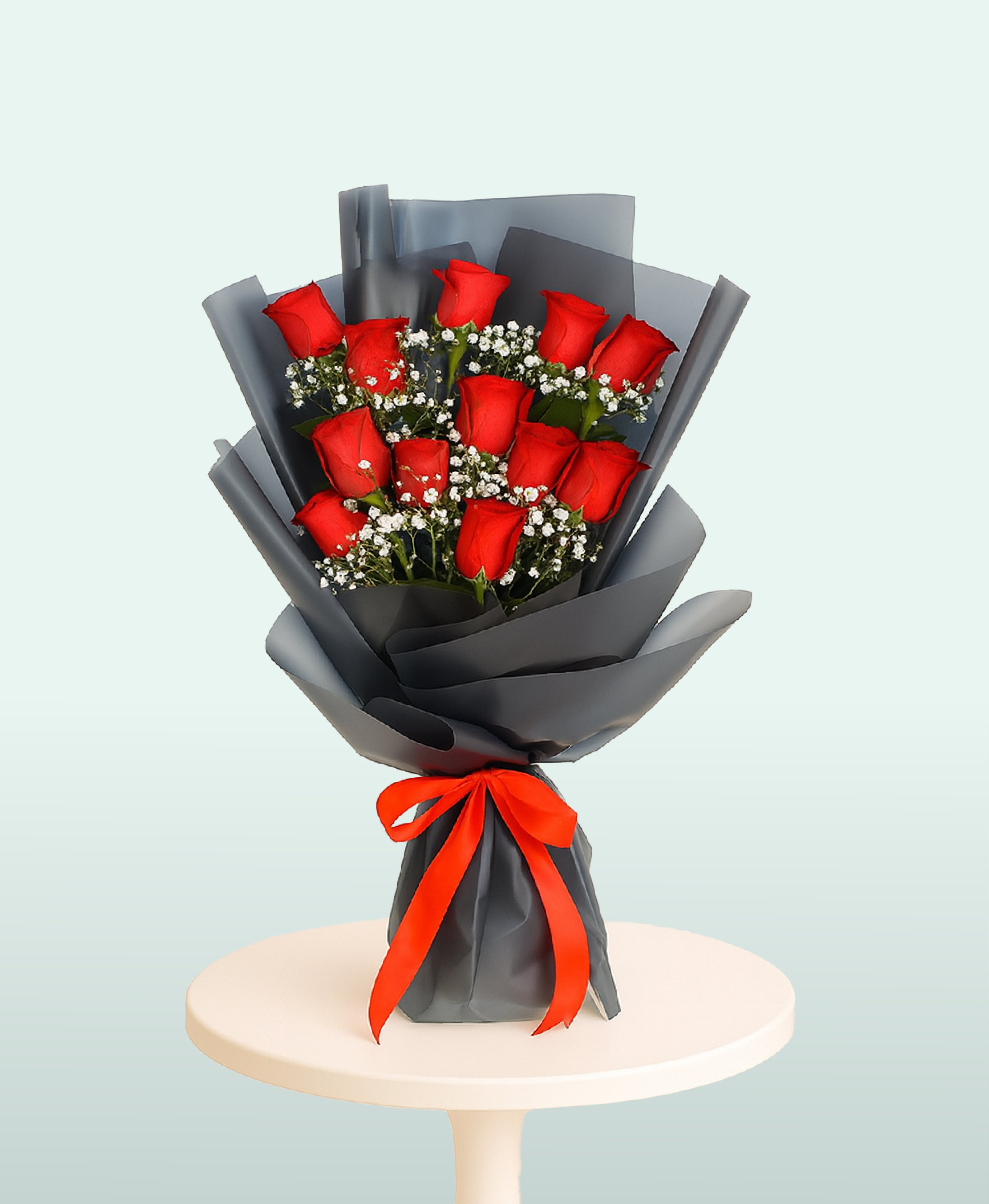 Elegant Romance bred Roses in Black Wrap